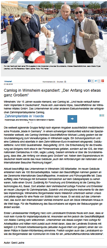 Camlog in Wimsheim expandiert „Der Anfang von etwas ganz Großem“ - Wirtschaft -_2016-09-01_16-09-44